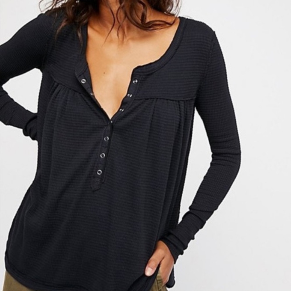Free People We The Free black henley - Picture 3 of 8